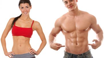 man woman with flat 6 pack abs