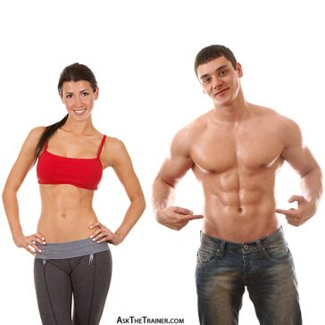 man woman with flat 6 pack abs