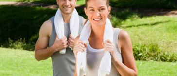 healthy couple outdoors