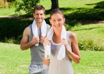 healthy couple outdoors